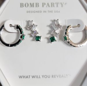 Gorgeous Lab created Emerald earrings, set of 2, May Birthday Collection
